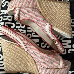 Authentic Louis Vuitton Monogram Wedge Platform Shoes